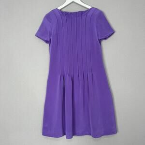 Lee Anderson Couture Dress Womens Small Purple Silk Pleated Formal Retro Luxury